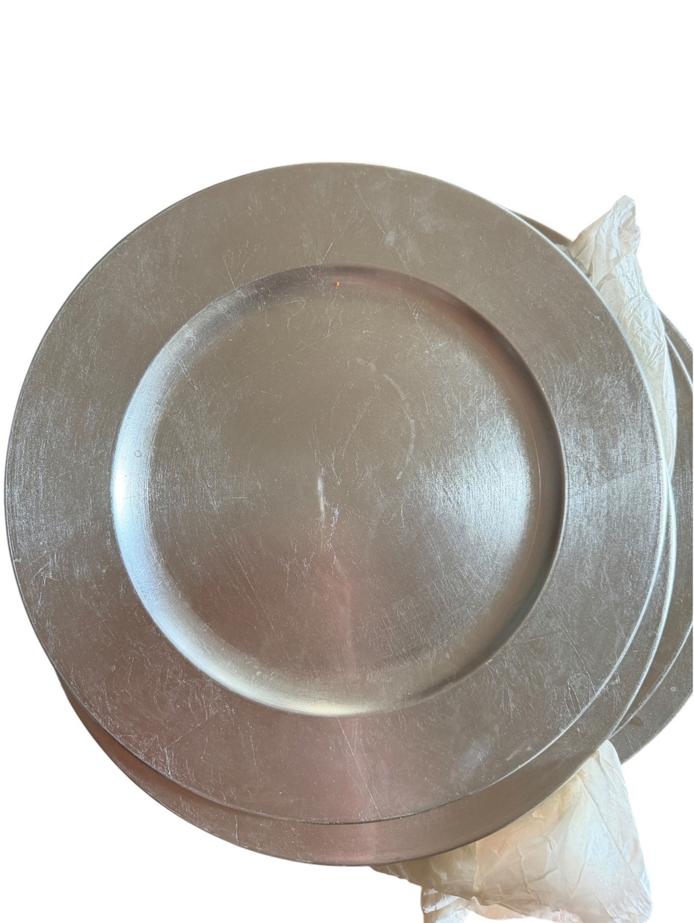 Set of 4 Silver Charger Plates NWOB